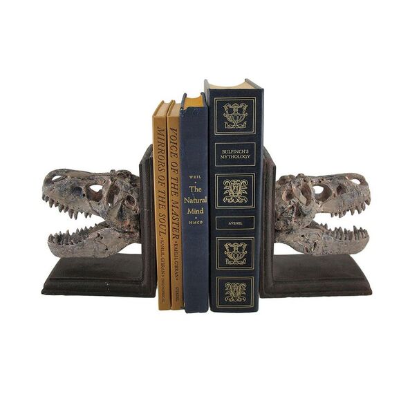 Set of 2 Tyrannosaurus Rex T-Rex Skull Bookends - Picture 2 of 4